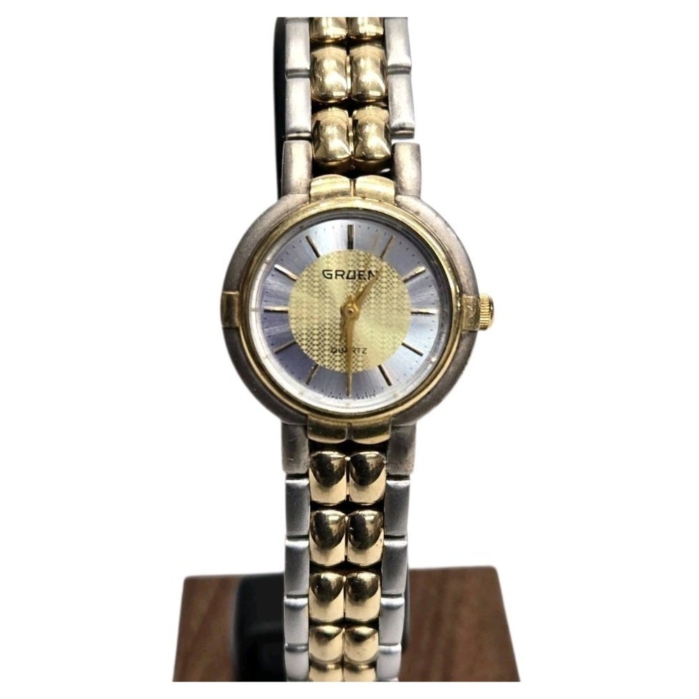 Vtg GRUEN Ladies Bracelet Quartz Cocktail Watch Two-Tone -  For Parts/Repair